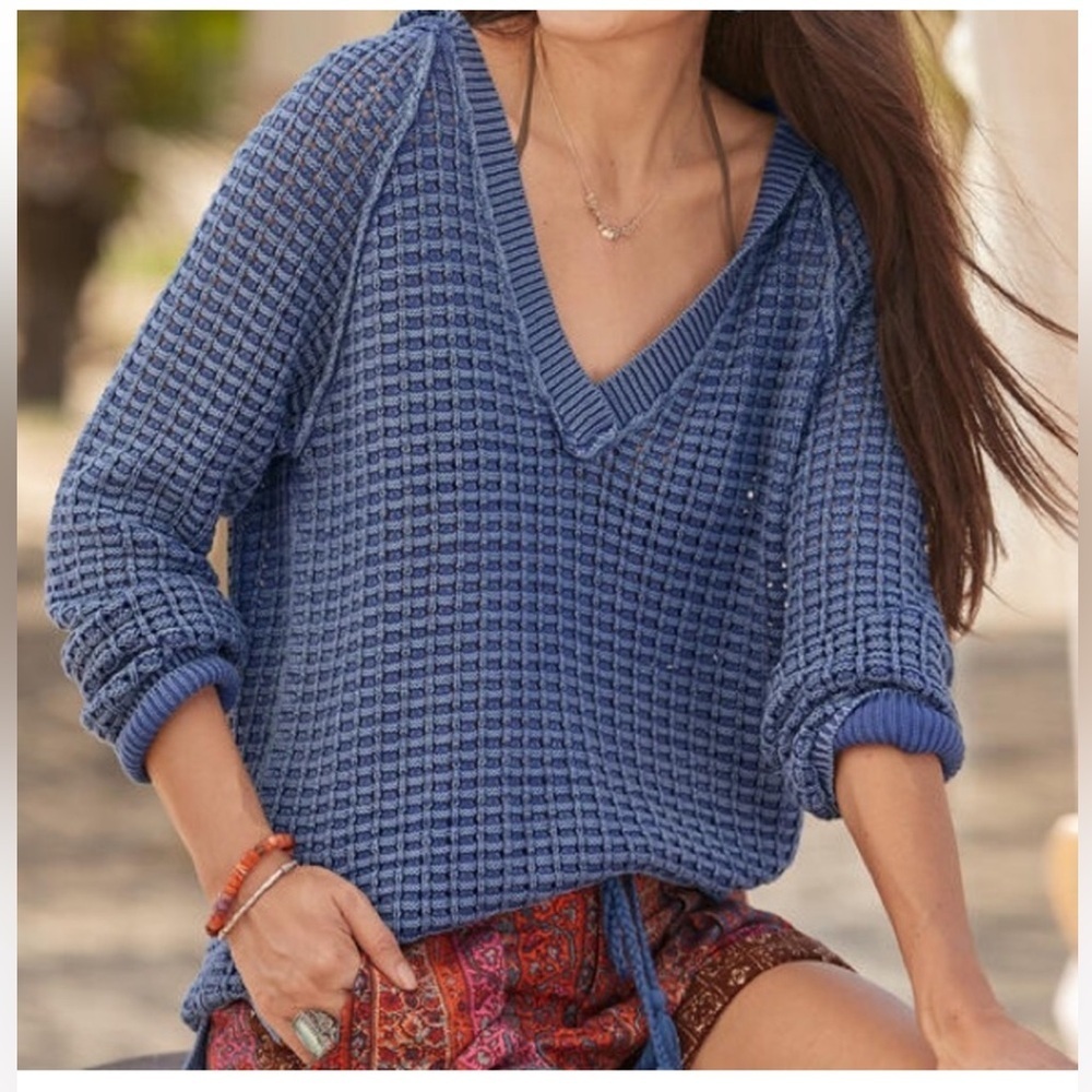 sundance calm harbors open knit hooded sweater